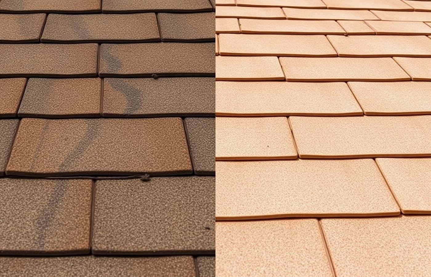 Roof Soft Washing — before and after